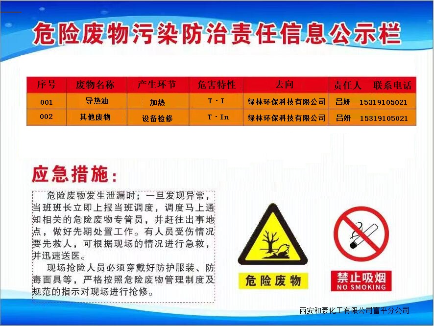 西安和泰化工有限公司富平分公司危險廢物污染防治責任信息公示檔